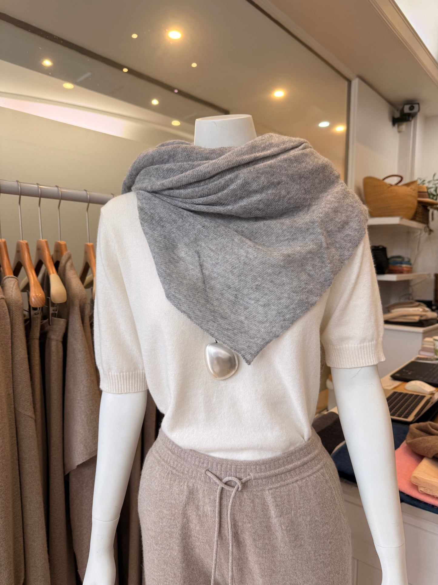 Grey Cashmere Cloud Scarf