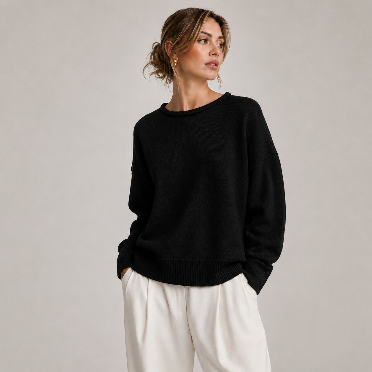 The Heritage Rolled Edge Cashmere Sweater
