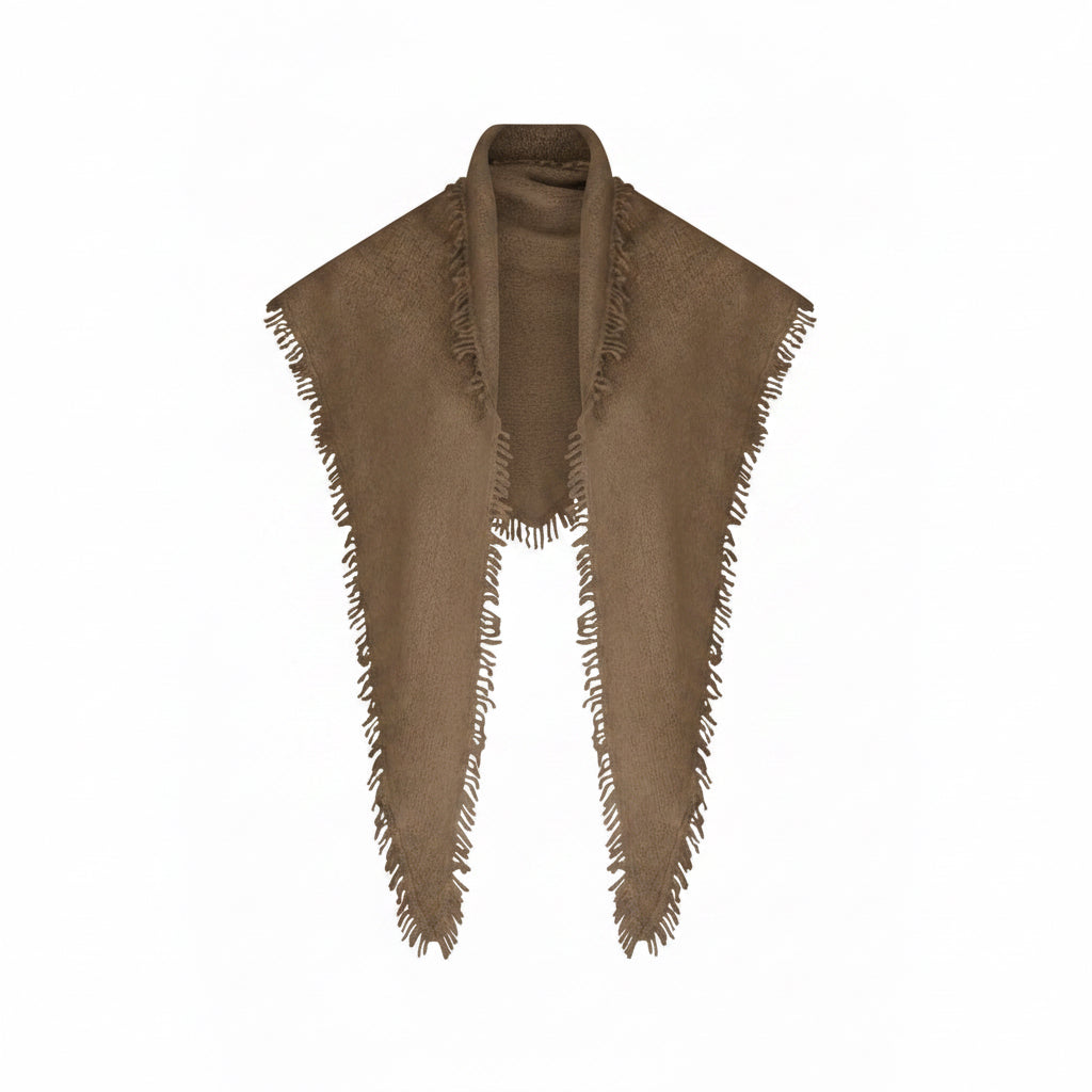 The Boucle Cashmere Fringe Triangle Scarf