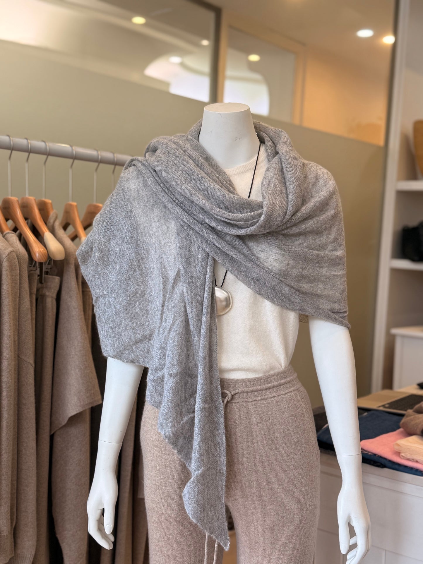 Grey Cashmere Cloud Scarf