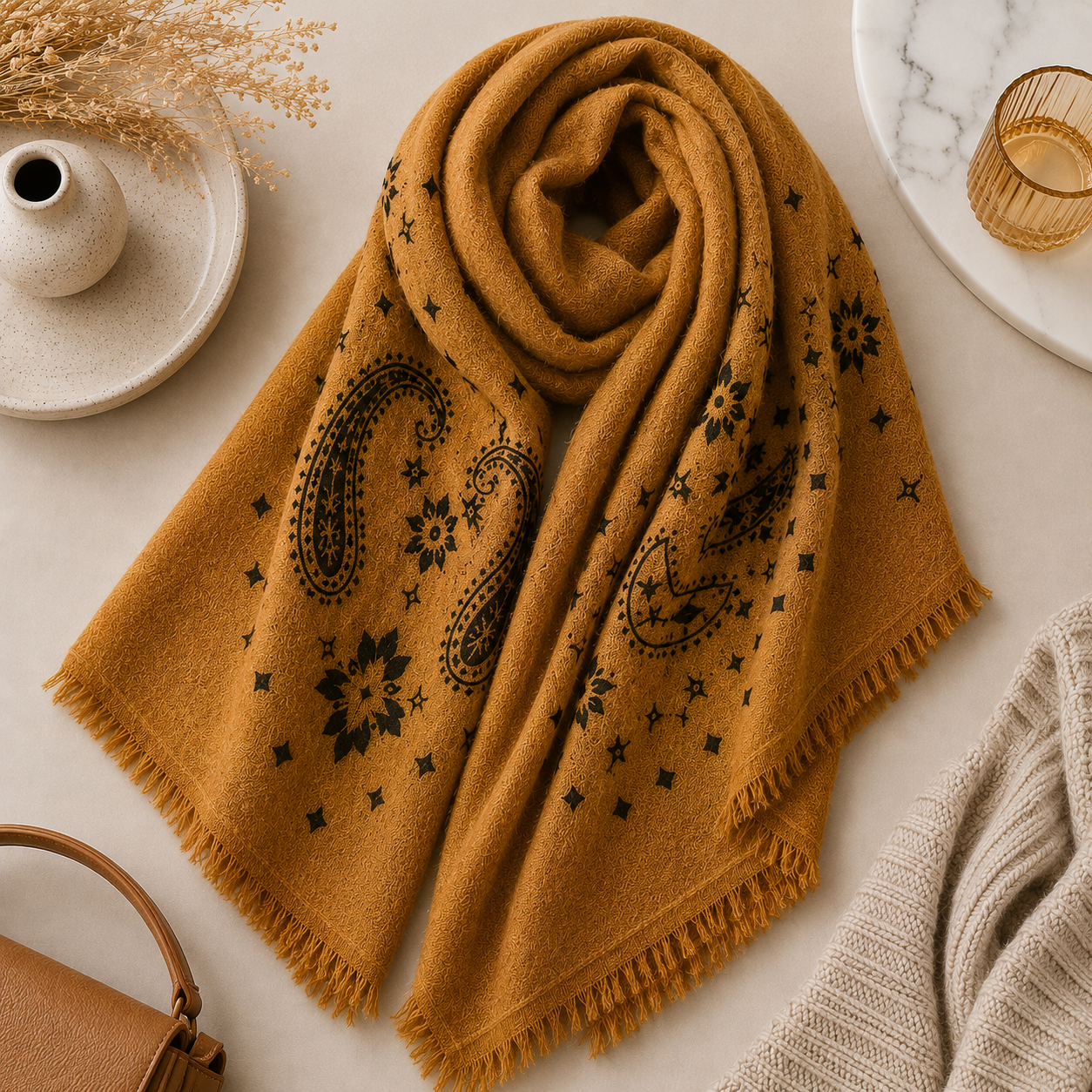 The Signature Patterned Cashmere Scarf - Medium