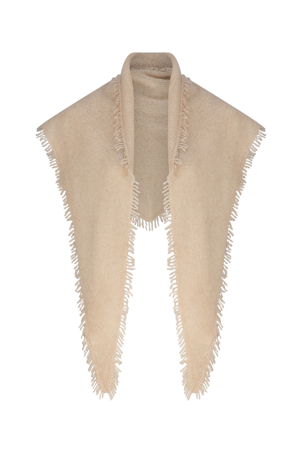 The Boucle Cashmere Fringe Triangle Scarf