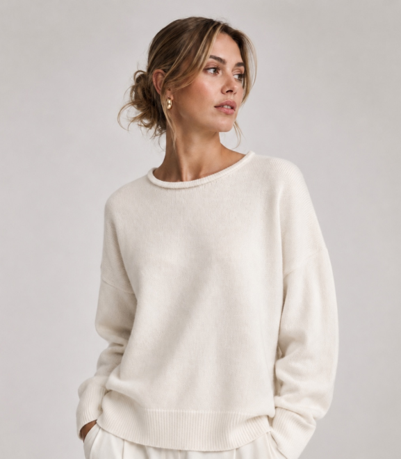 The Heritage Rolled Edge Cashmere Sweater